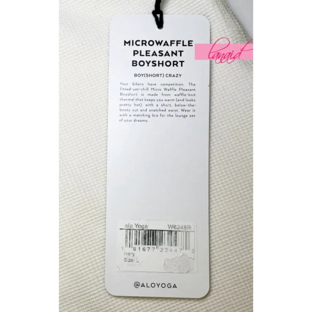 Alo Microwaffle Pleasant Boyshort Ivory Cream Waffle Thermal Mini Stretch Shorts